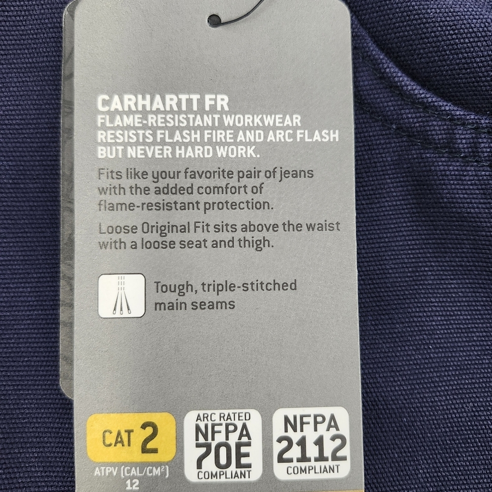 CARHARTT FR CAT Canvas Utility Work Pants Original Fit Navy Men's 38x30 NWT - Picture 10 of 16